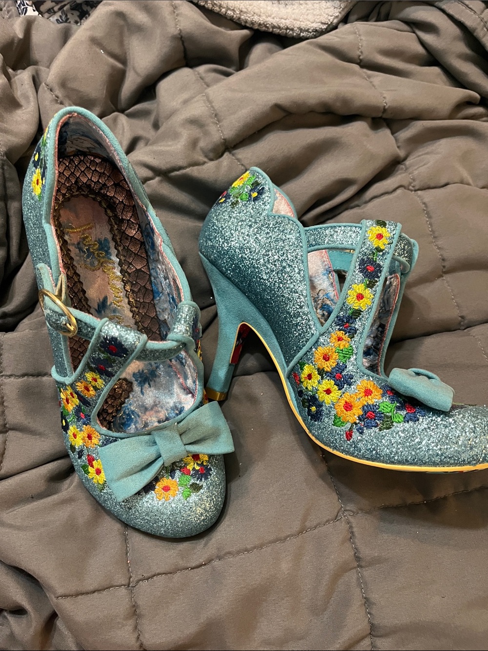 Irregular Choice Teal floral 38